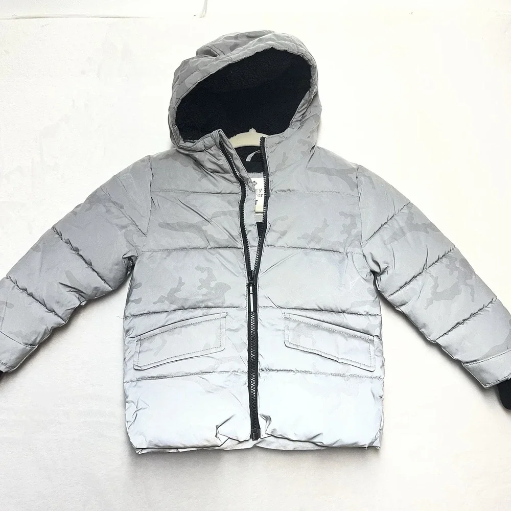 Members Mark Cozy Puffer Jacket Boys‎ 3T Reflective Camo Winter Snow Warm